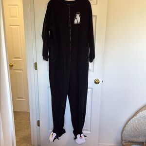 Nick & Nora Black Cozy Footie One Piece